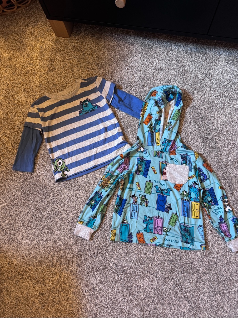 Little Sleepies monsters inc long Sleeve Tee & Monster Door Hoodie Set